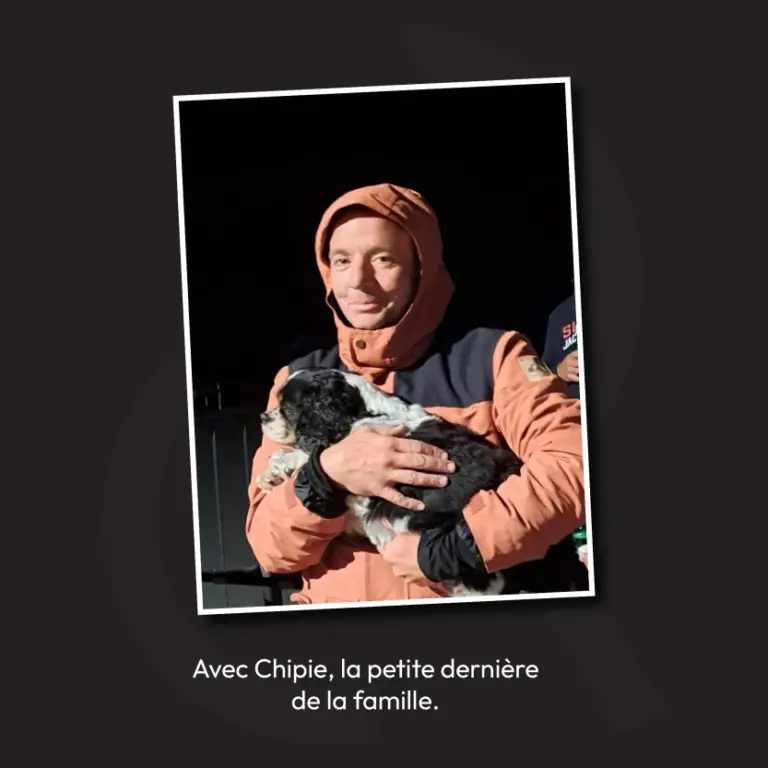 Laurent Colson avec sa chienne Chipie